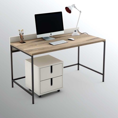 Bodenstehender Schreibtisch - THREE  - OLUT - modern / Eiche / gerade
