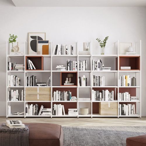 Modul-Bücherregal - SIX  - OLUT - modern / für Gewerbegebrauch / Eiche