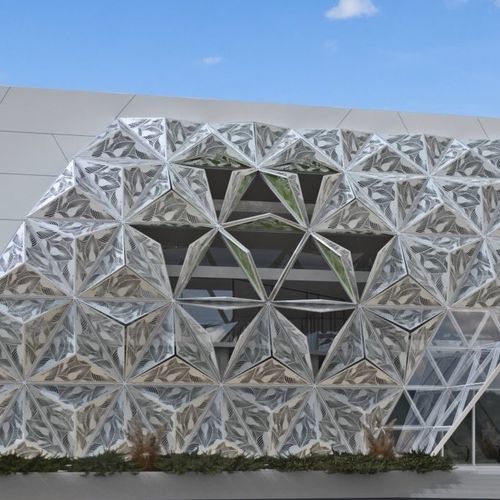 Sonnenschutzlamelle mit Scharnier - Motion 10100 - MOTION FACADES - GFK / Aluminium / Lochblech