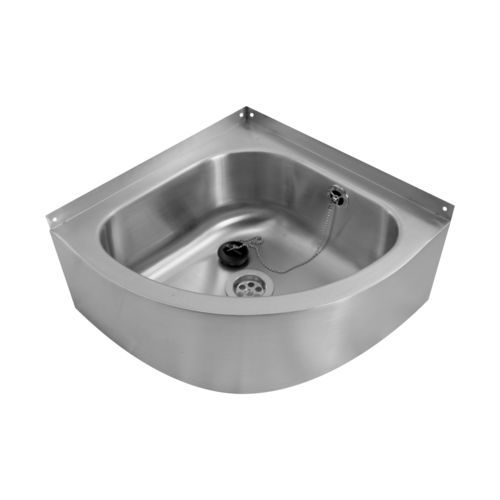 Wandmontiertes Waschbecken - Easy II - LOGGERE - gebürsteter Edelstahl / Hochglanz / für Eckeinbau