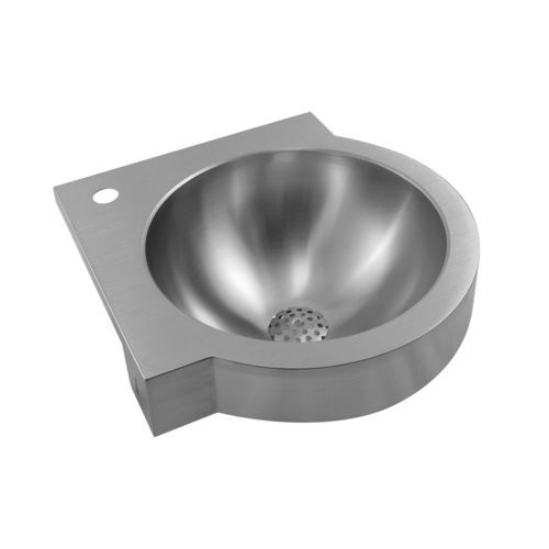 Wandmontiertes Waschbecken - Exclusiv - LOGGERE - gebürsteter Edelstahl / Mattfinish / für Eckeinbau