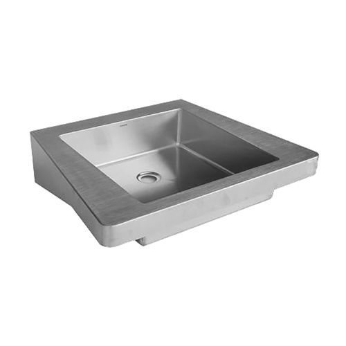 Wandmontiertes Waschbecken - Senso I - LOGGERE - gebürsteter Edelstahl / Mattfinish / rechteckig