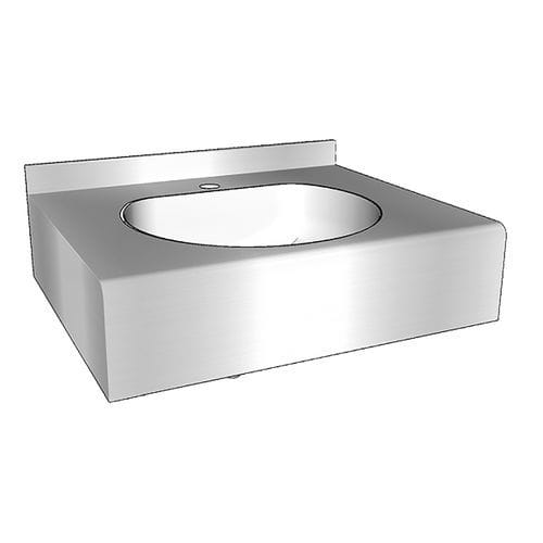 Wand-Waschbecken - Comfort D - LOGGERE - gebürsteter Edelstahl / rechteckig / 1-Loch