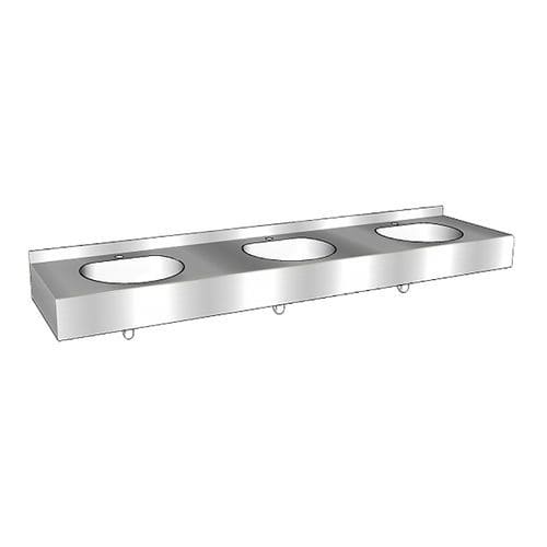 Wand-Waschbecken - Comfort D - LOGGERE - gebürsteter Edelstahl / Mehrfach / rechteckig