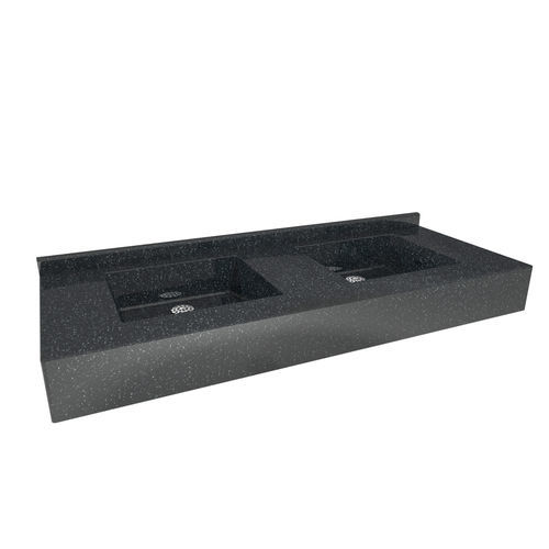 Wand-Waschbecken - Quadro - LOGGERE - Polymerbeton / individuell gestaltbar / doppelt