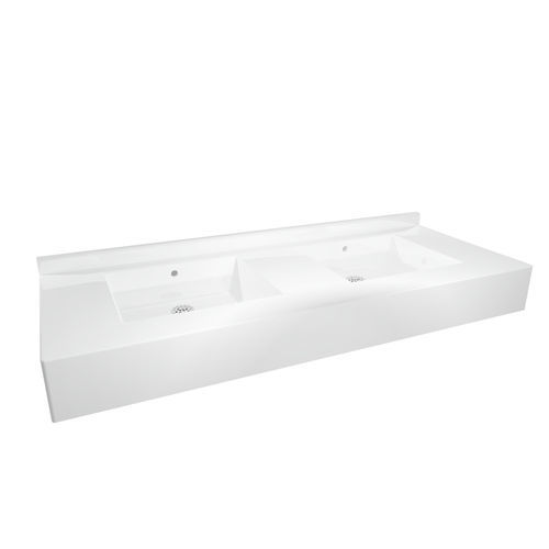 Wand-Waschbecken - Quadro - LOGGERE - Polymerbeton / individuell gestaltbar / doppelt