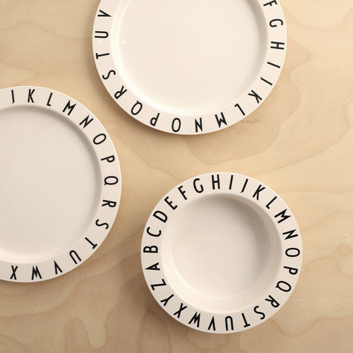 Runder Teller - Eat & Learn set - DESIGN LETTERS ApS - Kunststoff / Motiv / weiß