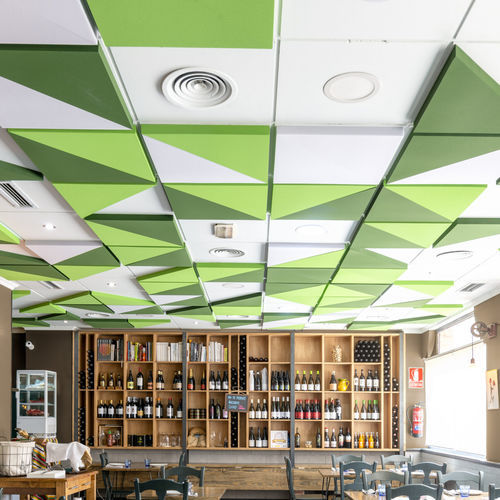 Akustikplatte für Decke - ECOimagine - ECOcero - Recyclingkunststoff / quadratisch / bedruckt