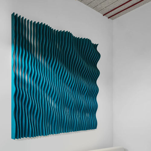Akustik-Wandpaneel - Waves - ECOcero - Holz / Latten / blau
