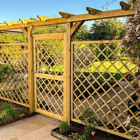 Einflügeliges Tor - TRELLIS  - Jacksons Fencing - rechts / Holz / eingerahmt