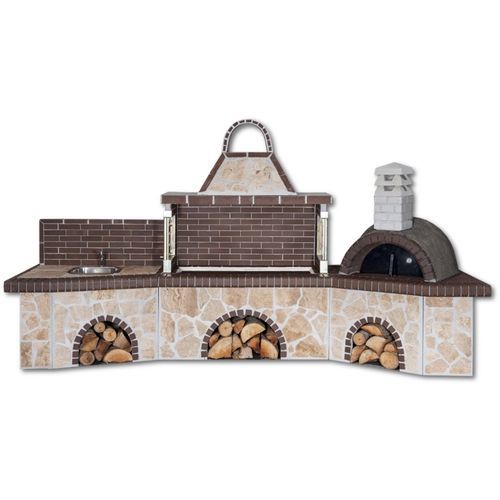 Holz-Gartengrill - 0200 - Sxistolithos - festinstalliert / Ton / Metall