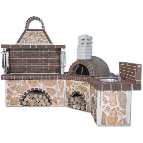 Holz-Gartengrill - 0240 - Sxistolithos - freistehend / Ton / Metall