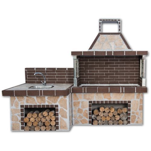 Holz-Gartengrill - 02032 - Sxistolithos - freistehend / Ton / Metall