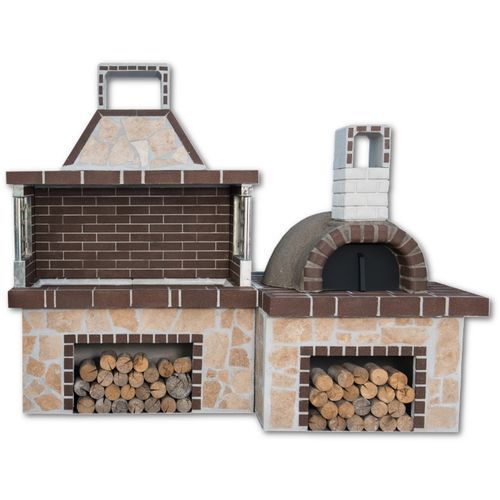 Holz-Gartengrill - 02031 - Sxistolithos - freistehend / Ton / Kalkstein