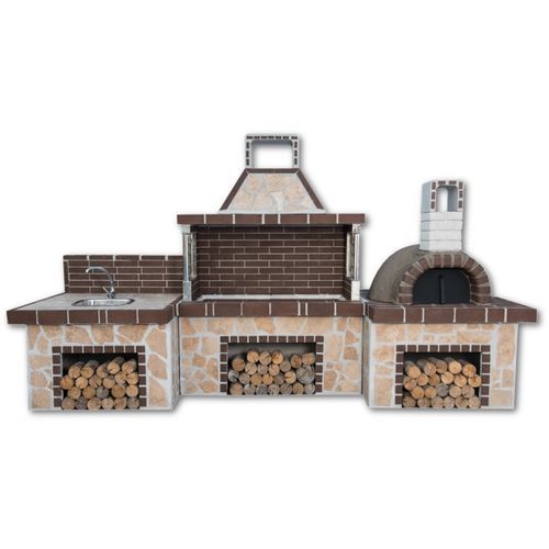 Holz-Gartengrill - 02030 - Sxistolithos - freistehend / Ton / Metall