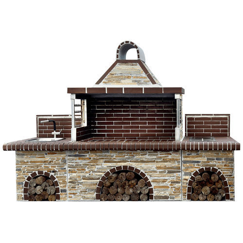 Holz-Gartengrill - 04100 - Sxistolithos - freistehend / Ton / Metall