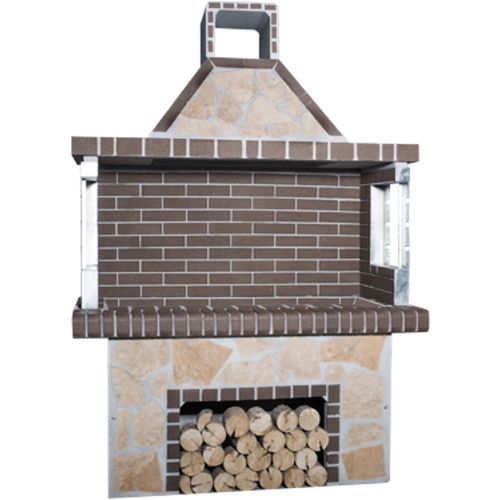 Holz-Gartengrill - 0103 - Sxistolithos - freistehend / Ton / Kalkstein