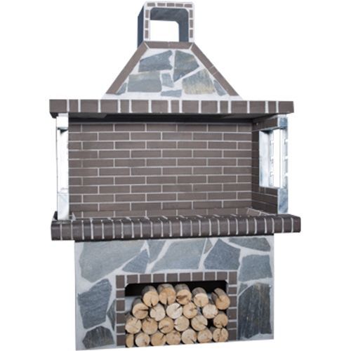 Holz-Gartengrill - 0112 - Sxistolithos - freistehend / Ton / Metall