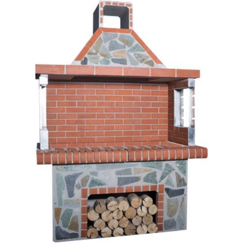Holz-Gartengrill - 0107 - Sxistolithos - freistehend / Ton / Metall