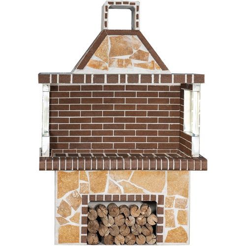 Holz-Gartengrill - 0108 - Sxistolithos - freistehend / Ton / Metall