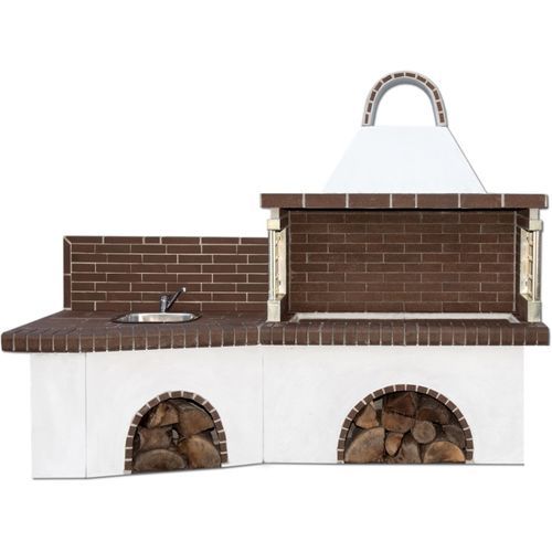 Holz-Gartengrill - 0227 - Sxistolithos - festinstalliert / Ton / Metall