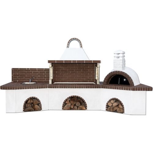 Holz-Gartengrill - 0202 - Sxistolithos - festinstalliert / Ton / Metall