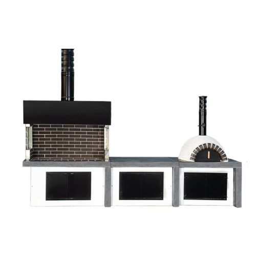 Holz-Gartengrill - 03100 - Sxistolithos - festinstalliert / Ton / Metall