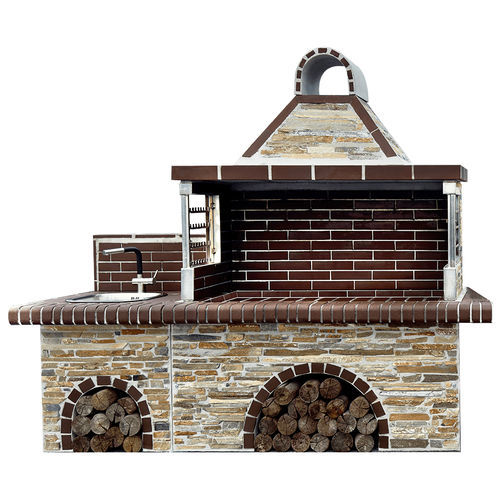Holz-Gartengrill - 04300 - Sxistolithos - festinstalliert / Ton / rostfrei