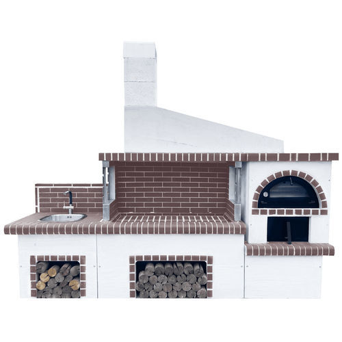 Holz-Gartengrill - 05000 - Sxistolithos - festinstalliert / Ton / Metall