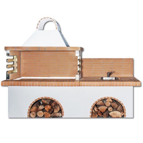 Holz-Gartengrill - 0207 - Sxistolithos - festinstalliert / Ton / Metall