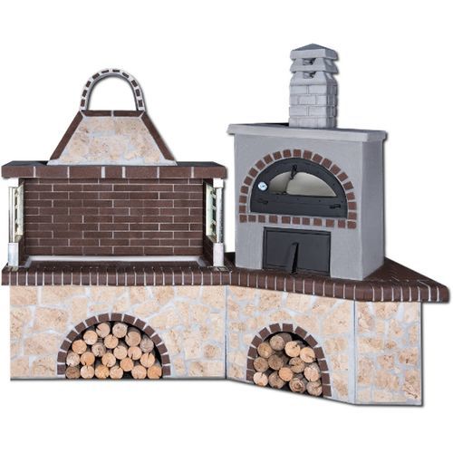 Holz-Gartengrill - 0221 - Sxistolithos - festinstalliert / Ton / Metall