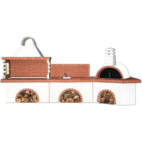 Holz-Gartengrill - 0203 - Sxistolithos - festinstalliert / Ton / Metall