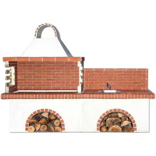 Holz-Gartengrill - 0225 - Sxistolithos - festinstalliert / Ton / Metall