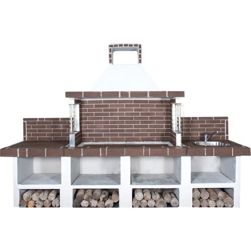 Holz-Gartengrill - 0241 - Sxistolithos - festinstalliert / Ton / Metall