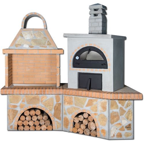 Holz-Gartengrill - 0304 - Sxistolithos - festinstalliert / Ton / Metall