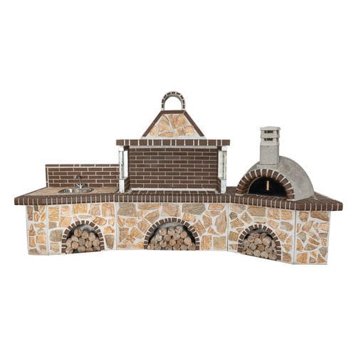 Holz-Gartengrill - 0200B - Sxistolithos - festinstalliert / Ton / Metall