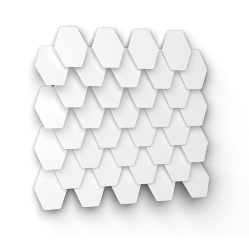 Schindelförmige Fassadenverkleidung - HEX-STRETCH - Axes in Excess - Metall / Segeltuch / vertikal