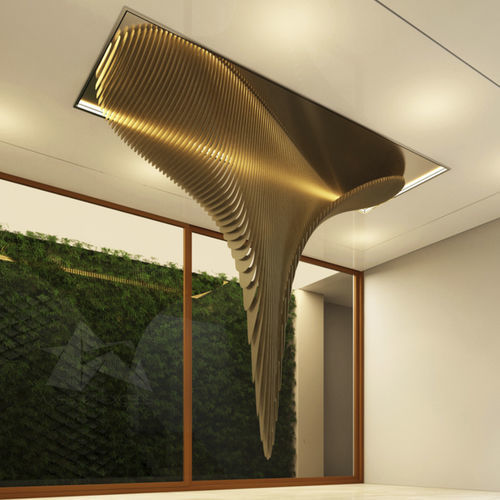 Stahlskulptur - SKY DROP  (sculpture) - Axes in Excess - deckenmontiert / für Gewerbegebrauch / gold