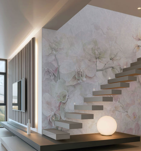 Moderne Tapete - CATTLEYA - rimura Srl - Leinen / Blumenmotiv / Tapetenoptik