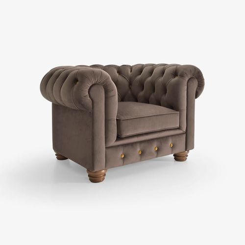 Chesterfield-Sessel - CHESTER - FRANCEBANON - Stoff / Kiefer / mit abnehmbarem Kissen