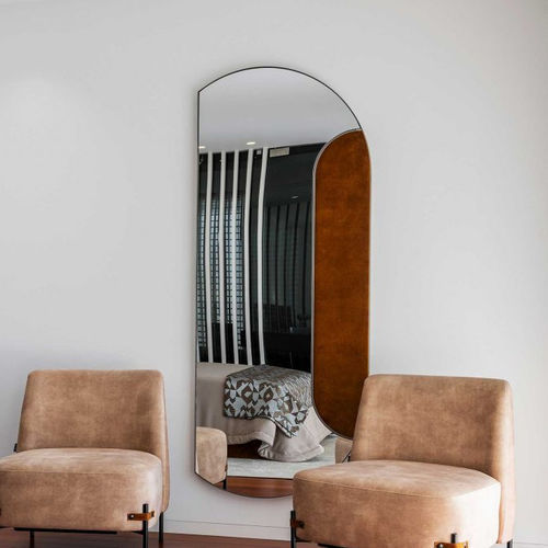 Wandmontierter Spiegel - Bridge - Stylish Club - modern / D-förmig / Stoff
