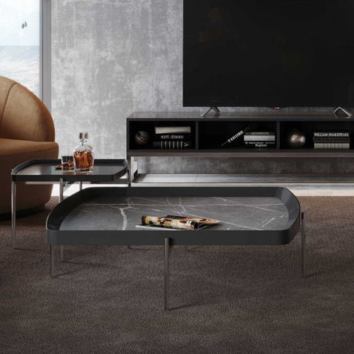 Moderner Couchtisch - Capri - Stylish Club - Holzfurnier / Gestell aus Eisen / quadratisch