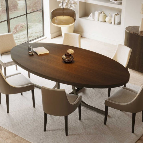 Moderner Esstisch - Bridge - Stylish Club - Holzfurnier / Gestell aus Eisen / oval