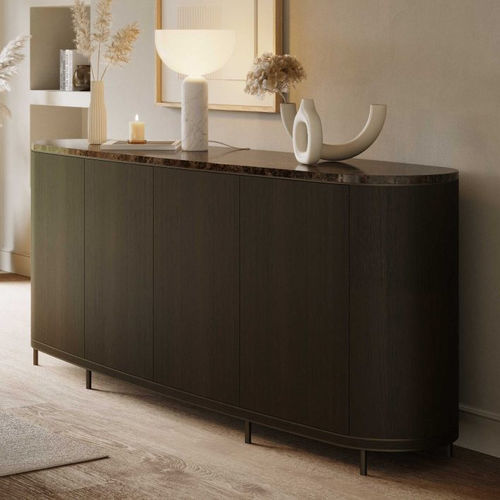 Modernes Sideboard - Cannes - Stylish Club - Holzfurnier / Marmor / mit Schwingtür