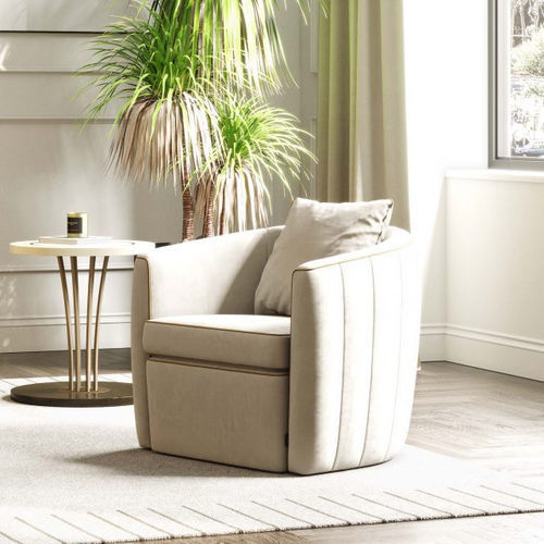 Moderner Sessel - Fortune - Stylish Club - Stoff / rund / grau