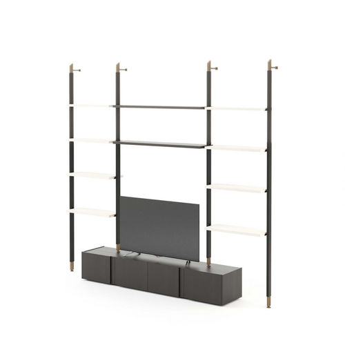 Moderne Wohnwand - His Day - Stylish Club - Metall / mit Regal / mit integriertem Stauraum