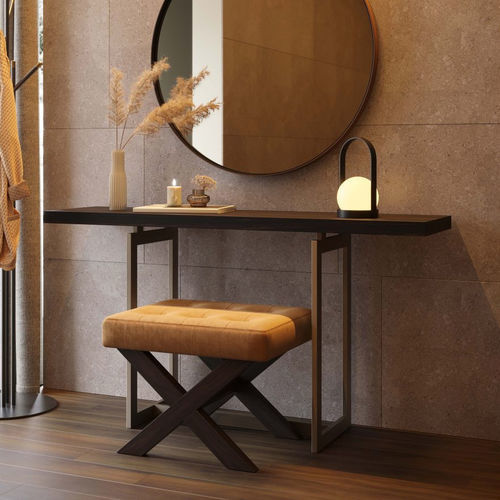 Moderner Konsolentisch - Fortune - Stylish Club - Holzfurnier / Gestell aus gebürstetem Messing / rechteckig