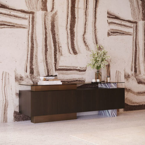 Modernes Sideboard - Toro - Stylish Club - Holzfurnier / Glas / Marmor