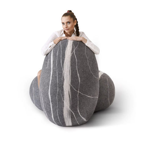 Modernes Sitzkissen - BONGO - Katsu Stones - Wolle / oval / handgefertigt