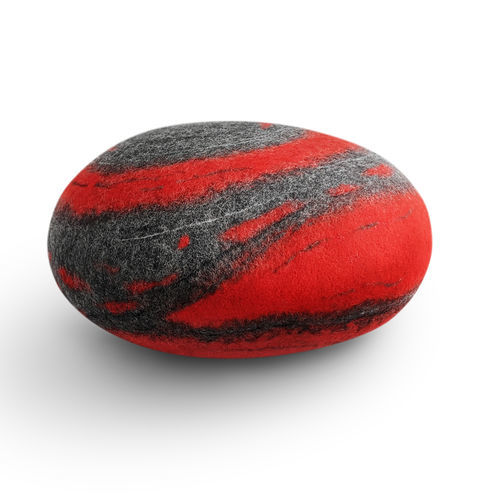 Modernes Sitzkissen - RED MARS - Katsu Stones - Wolle / rund / handgefertigt